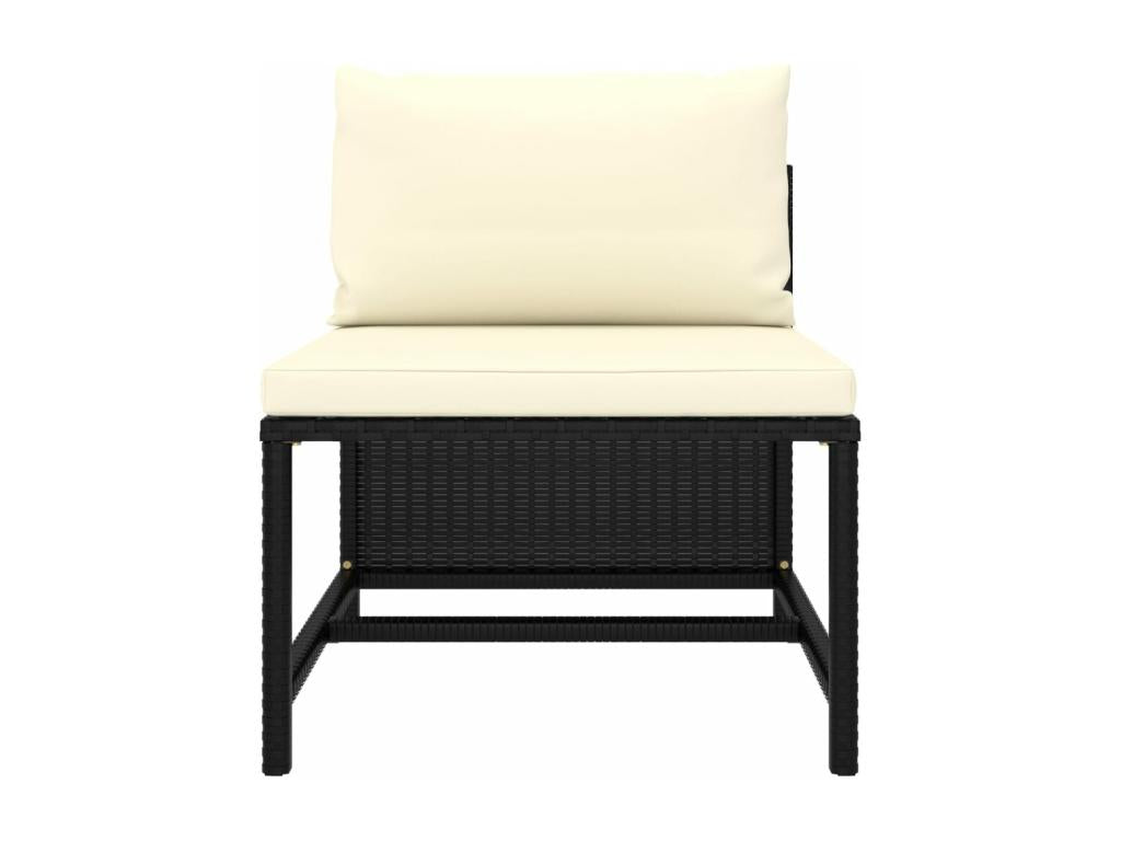 10-piece garden furniture set with cushions, black woven resin, FBDB88298