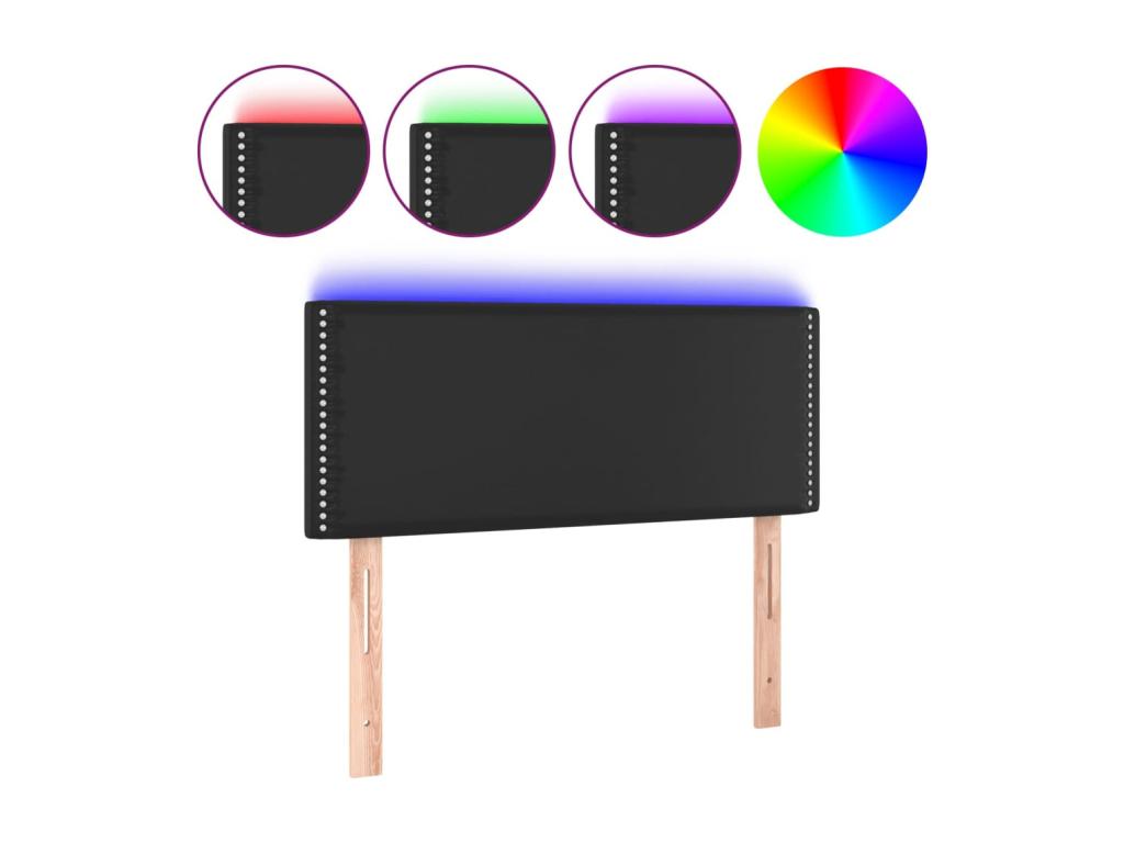 Black LED Headboard 90x5x78/88 cm Faux Leather VTMN16272