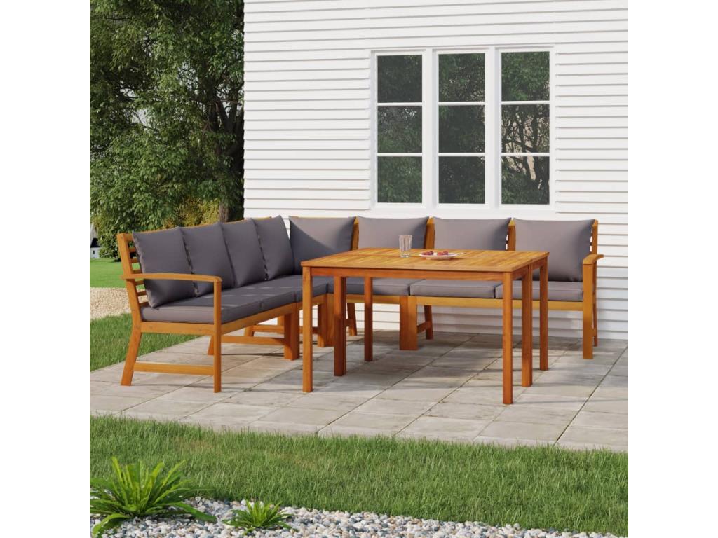 Dormeva CBBB63118 7-Piece Wooden Garden Dining Set with Cushions