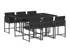 7-Piece Garden Dining Set with Cushions, Black Wicker Resin OITM79720
