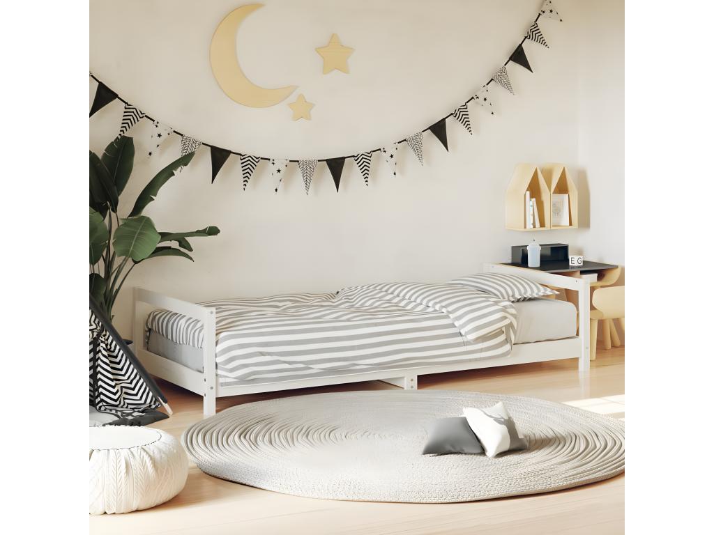Children's bed frame, white, 90x190 cm, solid pine wood, AAAF76133