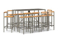 Lysvia 11-Piece Grey Poly Rattan/Solid Wood Garden Bar Set JHQZ94896