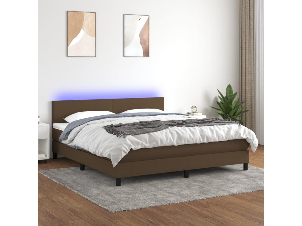 Dormeva bed base with mattress and LED light, dark brown, 180x200cm, LZXA91835