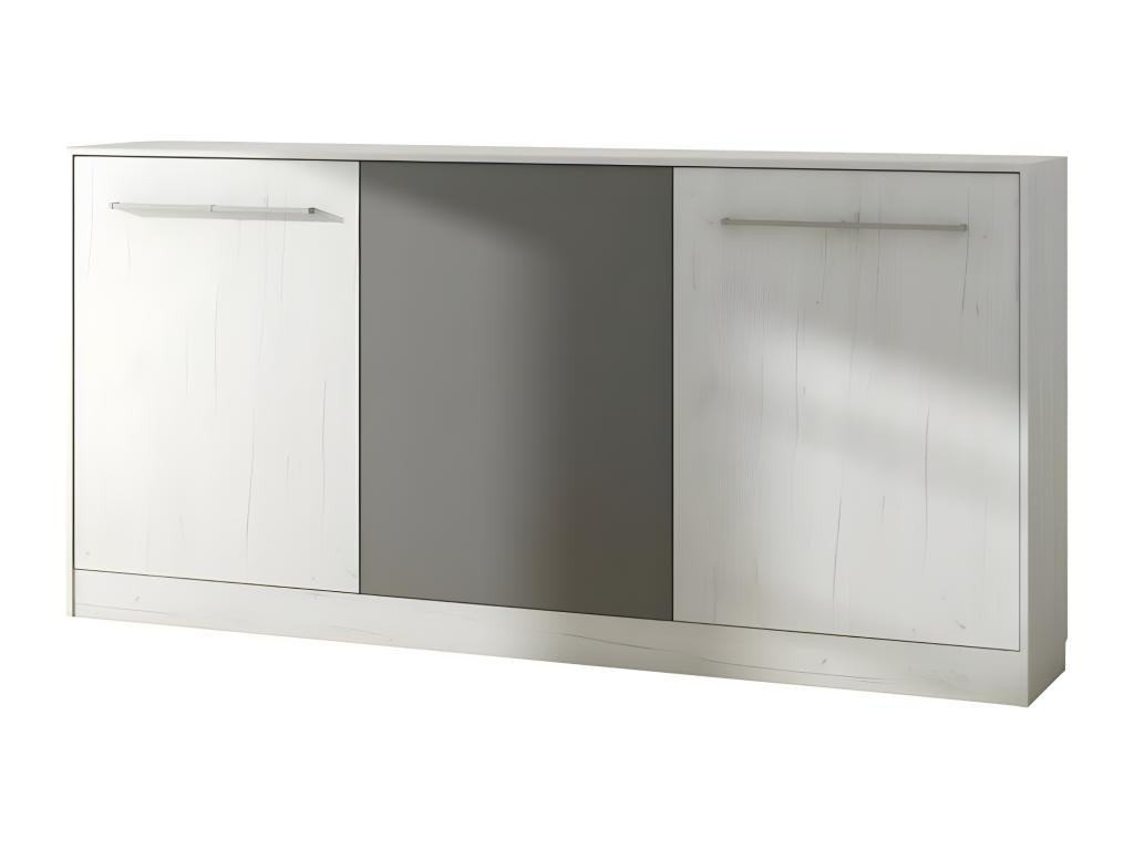 Horizontal Murphy Bed 90x200 cm White Lysvia/Graphite Folding Bed Wall Bed Roddy QIZU42819