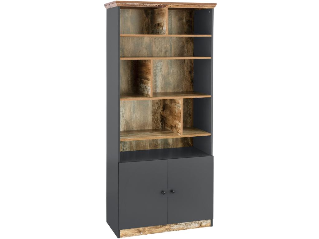 Lysvia 8 open bookcase Grey/oak HLQU86507
