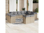 12-piece beige woven resin garden furniture set with cushions CAQS55693