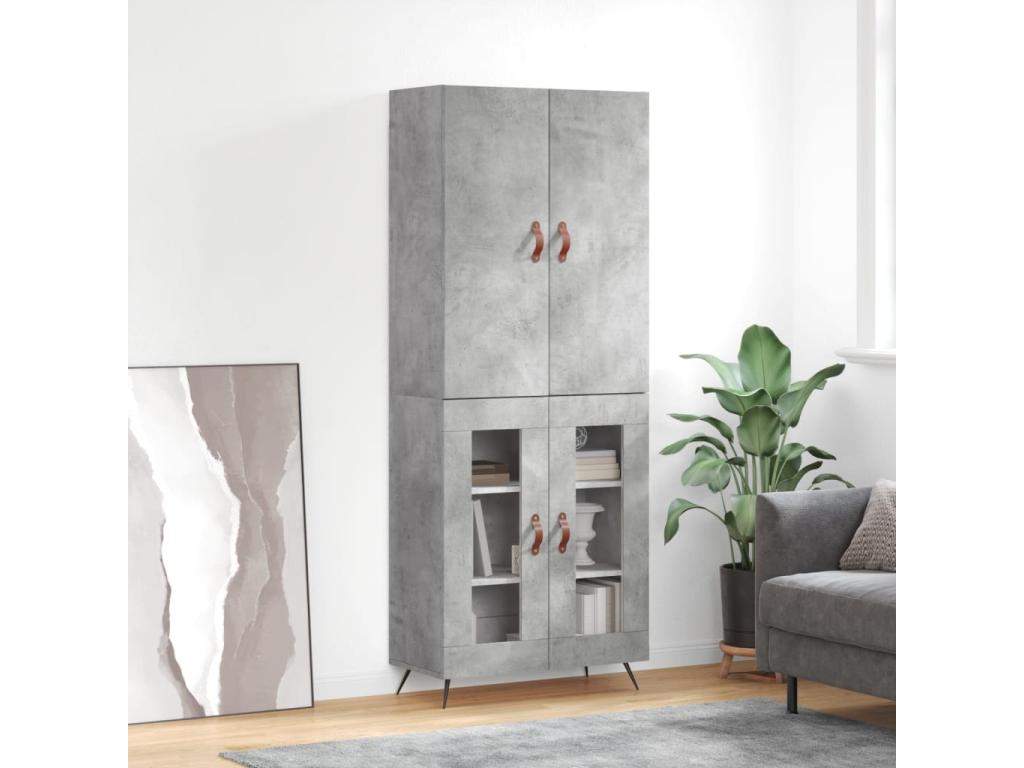 High sideboard, concrete grey, 69.5x34x180 cm, engineered wood, CGSI40810