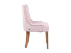 Dining chair x1, antique design, upholstered in pink velvet with 4 light wood legs, 10 0001940 XXUC12083
