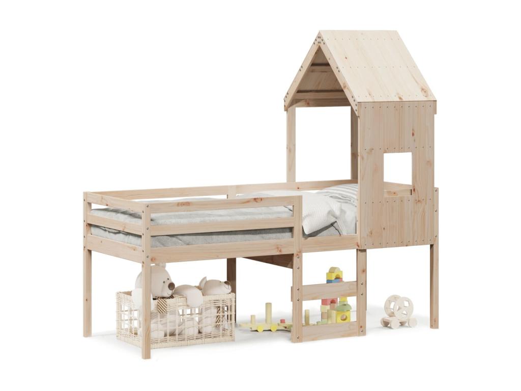 High bed with roof 90x200 cm solid pine wood BLXX52860