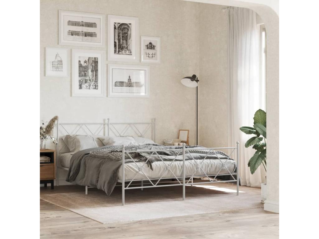 Metal bed frame without mattress and white bed legs 150x200 cm JLZU39882