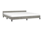 Bed frame with headboard, light grey, 200x200 cm, velvet, OMFN41093