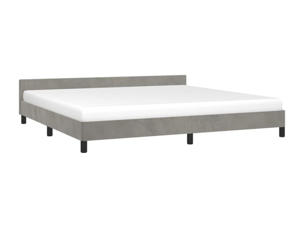 Bed frame with headboard, light grey, 200x200 cm, velvet, OMFN41093