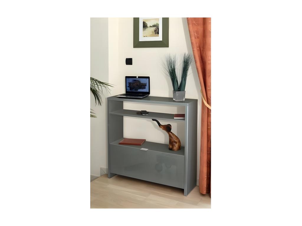 Lysvia shoe cabinet in glossy grey - 93x25x91 cm QDPL34739