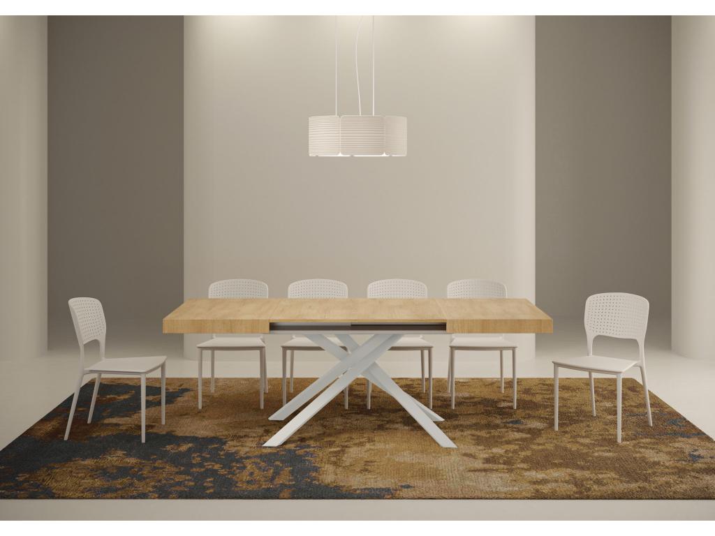 Karida extendable table, 90x130/234 cm, natural oak with white legs, UKYH72465