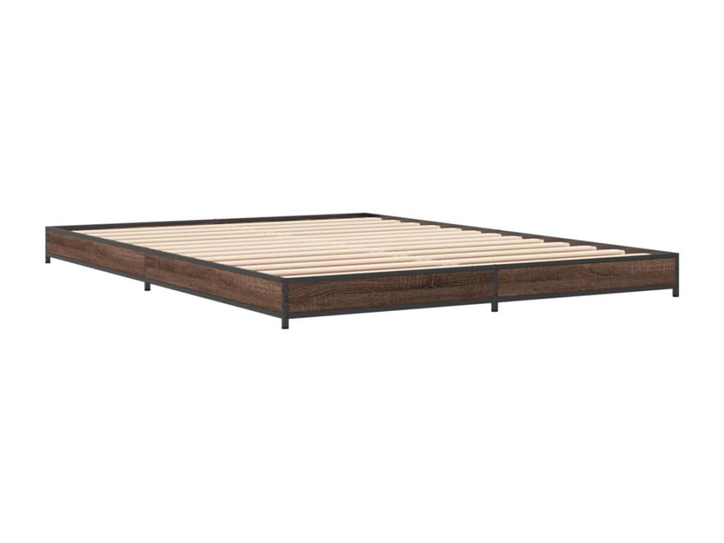 Bed frame without mattress, brown oak, 135x190 cm, WOZM57946