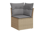 11-piece garden furniture set with beige resin wicker cushions LNEP79733