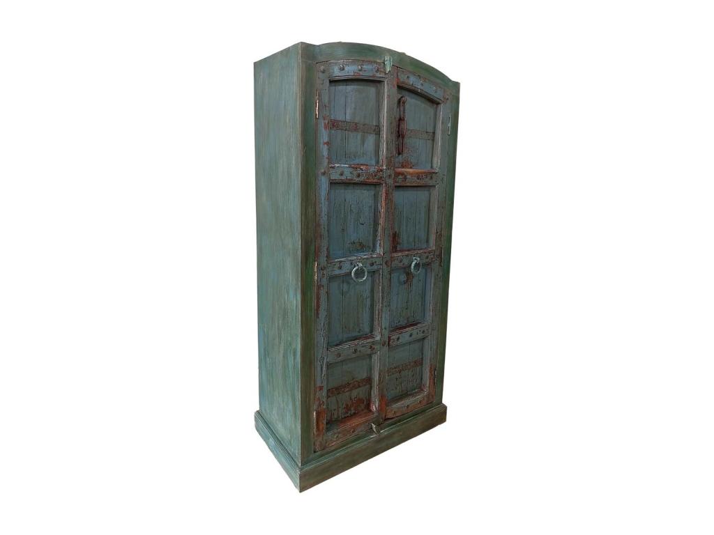 Hand-finished blue wooden cabinet 90x38x192 TZUD11549
