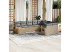 10-piece garden furniture set and cushions, meLysvia beige woven resin LFDC67774