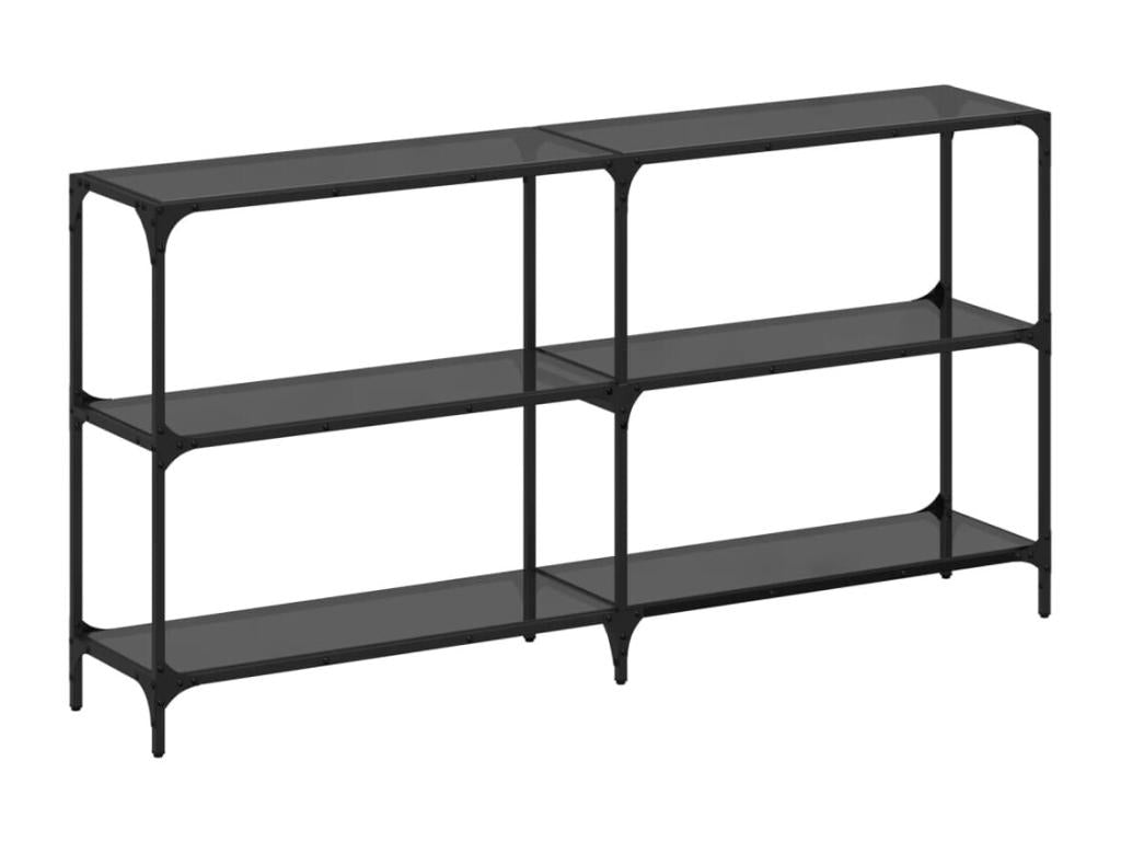 Console table with black glass top, 158.5x30x81 cm, steel, ZUHZ55340