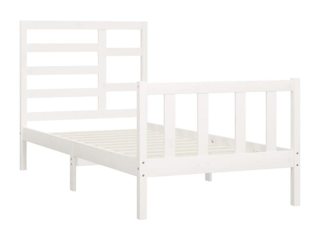 White bed frame, solid pine wood, 100x200 cm, TMRT17847