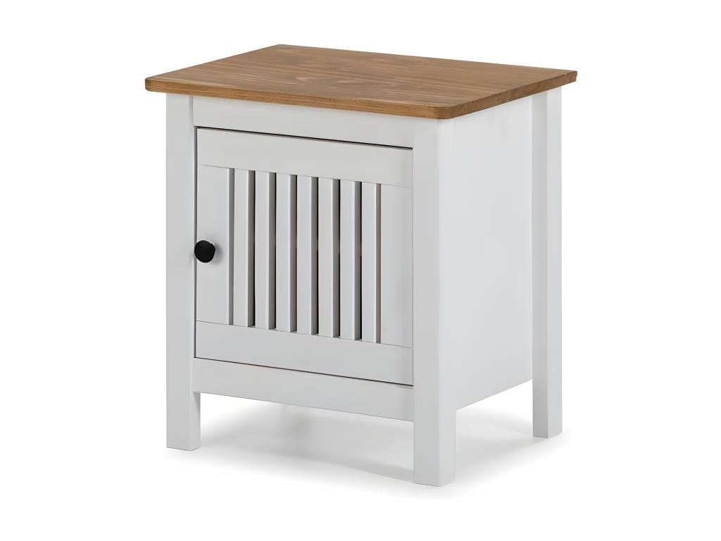 Dormeva OUVH78682 1-Door Bedside Table, Wood/White
