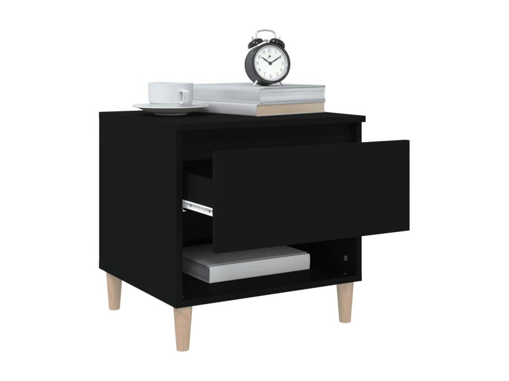 Black bedside table 50x46x50 cm Engineered wood FUIC85103