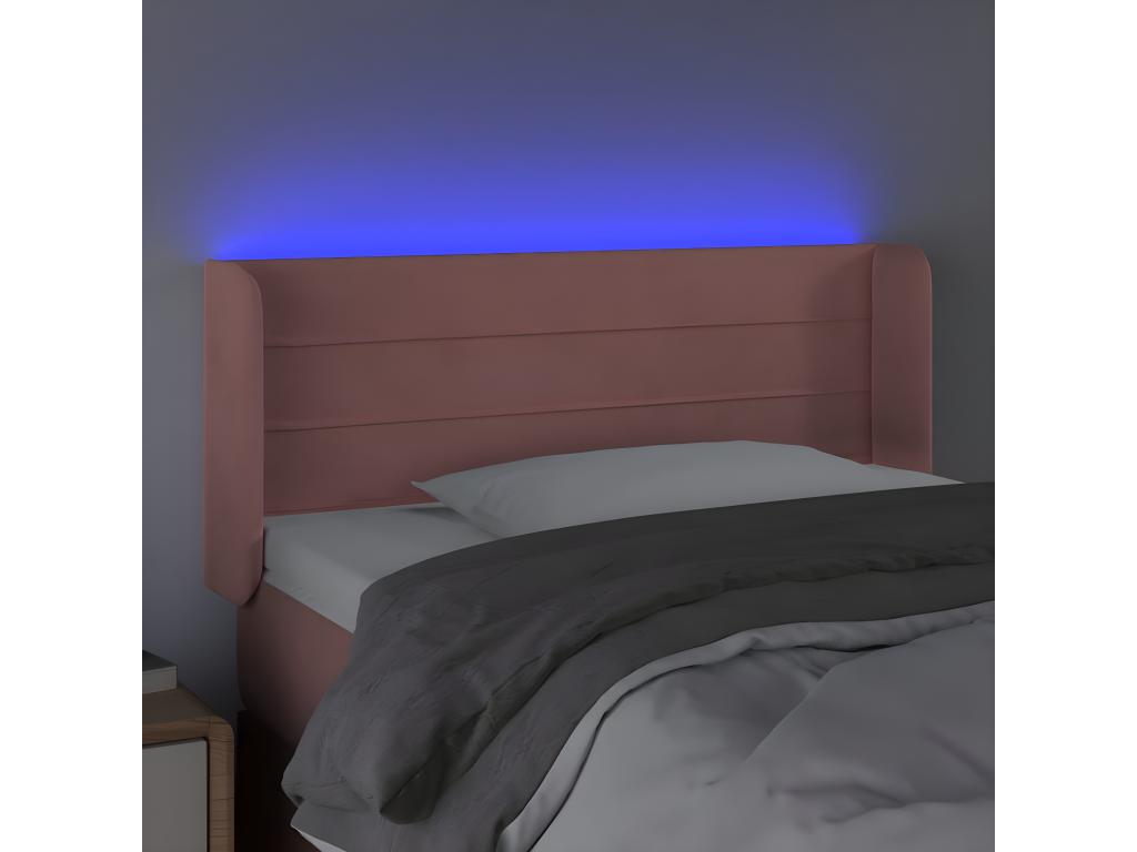 Pink LED Headboard 83x16x78/88 cm Velvet GRPF02906