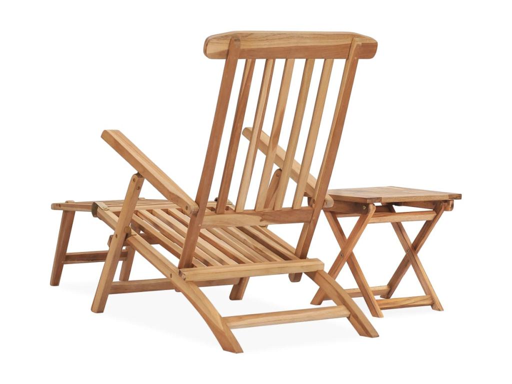 Brown wooden sun lounger/deckchair 159x58x91 cm 02 0012586 GMQM12080