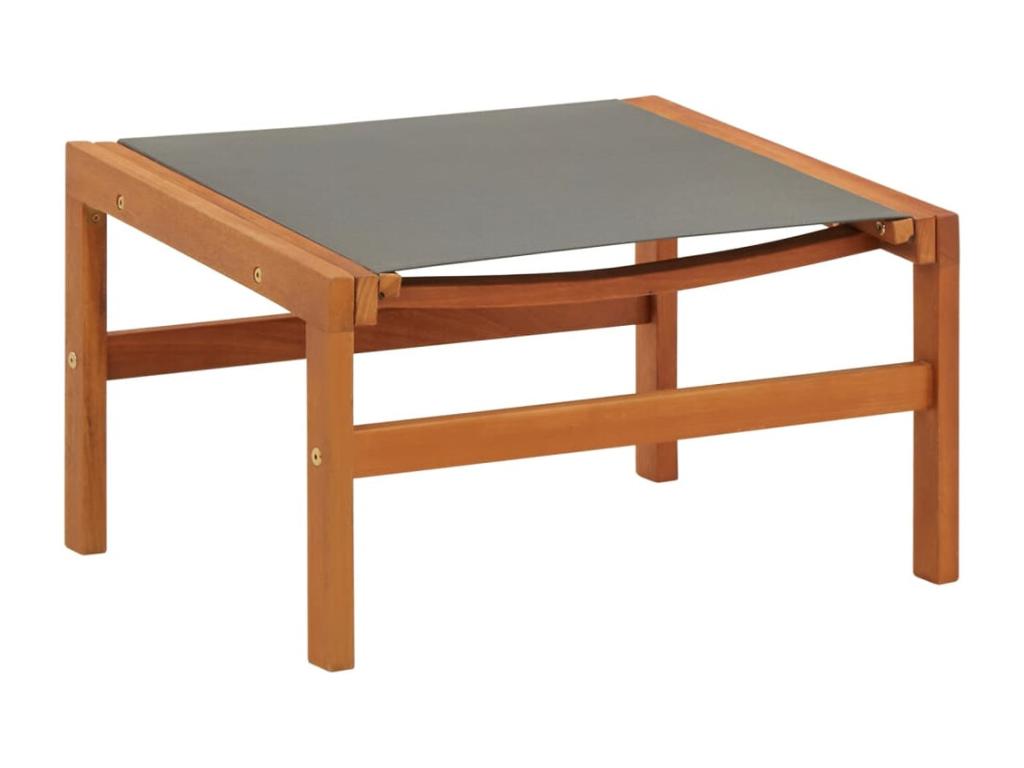 Garden chair and footrest, Eucalyptus Grey and textilene, PYBV11469