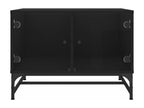 Coffee table with black glass doors, 68.5x50x50 cm, UNNV03436