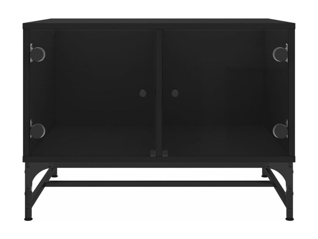 Coffee table with black glass doors, 68.5x50x50 cm, UNNV03436