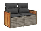 8-piece garden furniture set with grey resin wicker cushions JCCP30778