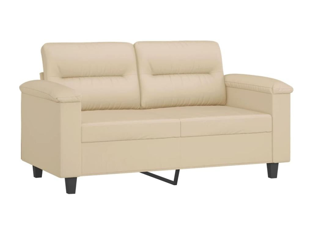 3-piece sofa set with cushions, cream microfiber fabric HLMF72863