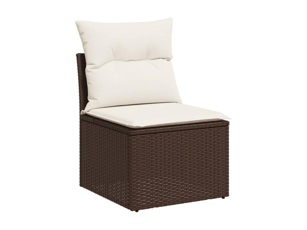 11-piece brown woven resin garden furniture set and cushions XEZN12586