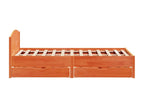 Bed frame without mattress, brown wax finish, 120x200cm, solid pine wood, INRF40172
