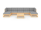 8-piece garden furniture set with cushions, solid pine wood, 68 FCEB19301