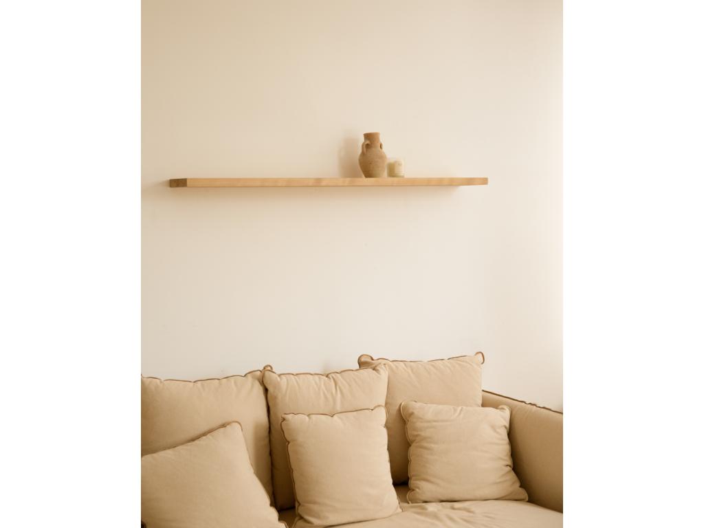 Set of 3 floating shelves in brown fir wood, 140x3.2cm - Lysvia OLKM60089