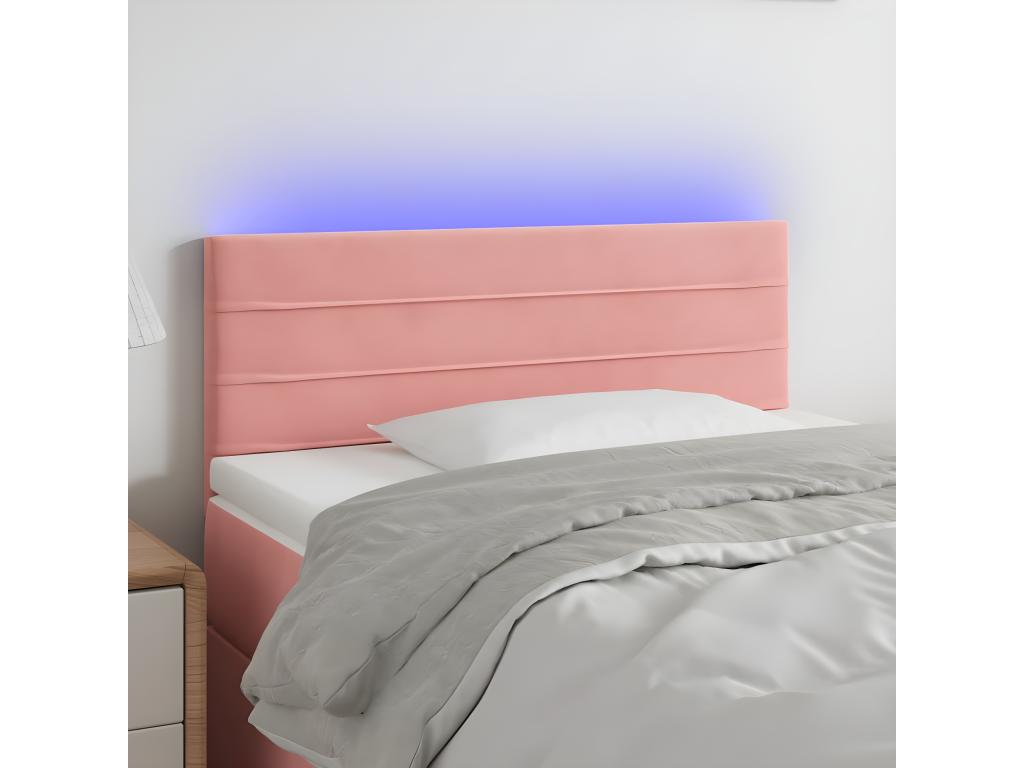 Pink LED Headboard 100x5x78/88 cm Velvet PACW72298