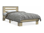Lysvia oak bed frame 90x190 engineered wood and metal MGET02228