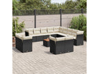 14-piece garden furniture set with cushions, black woven resin KPFG85163