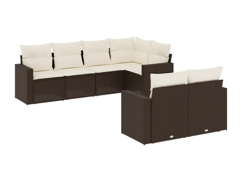 7-piece garden furniture set with cushions, brown woven resin GSNN70533
