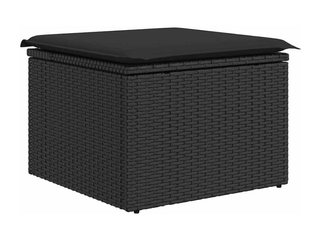 9-piece garden furniture set with cushions, black woven resin BPPU10420