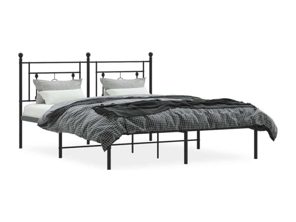 Metal bed frame with black headboard 160x200 cm IAGF48086
