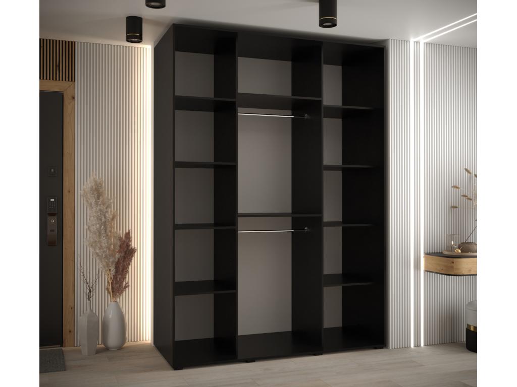 Lysvia 5 Sliding Door Wardrobe 235.2/170/60 3 Doors Black/Black/Silver ESVL40180