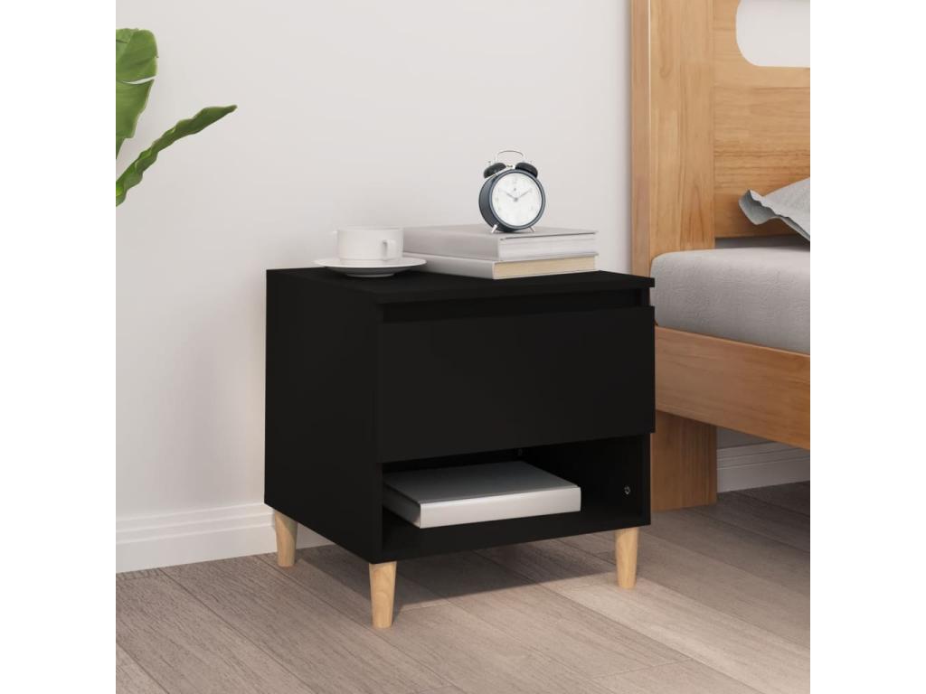 Black bedside table 50x46x50 cm Engineered wood FUIC85103