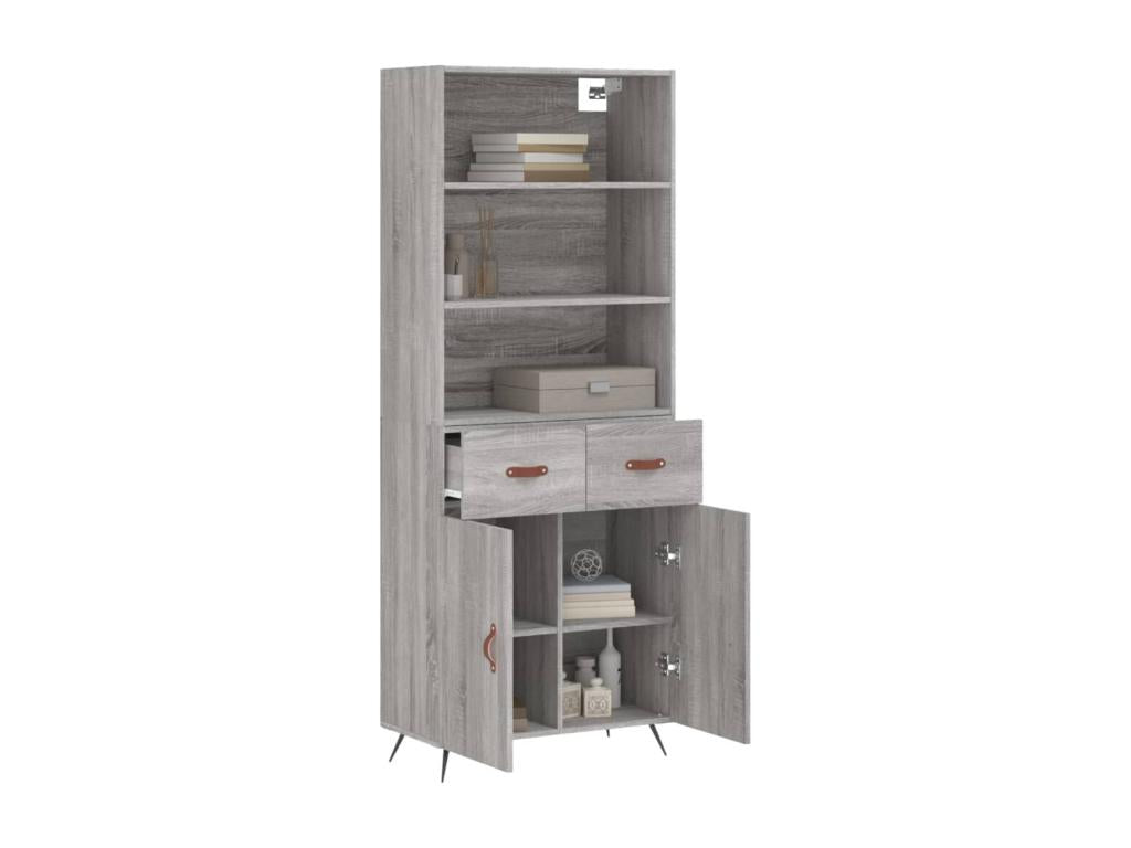 Lysvia Highboard, Grey, 69.5x34x180 cm, Engineered Wood, SXEQ76382
