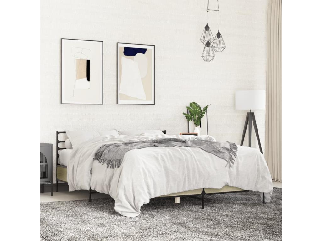 Dormeva oak bed frame 150x200 cm engineered wood and metal GQWD64578