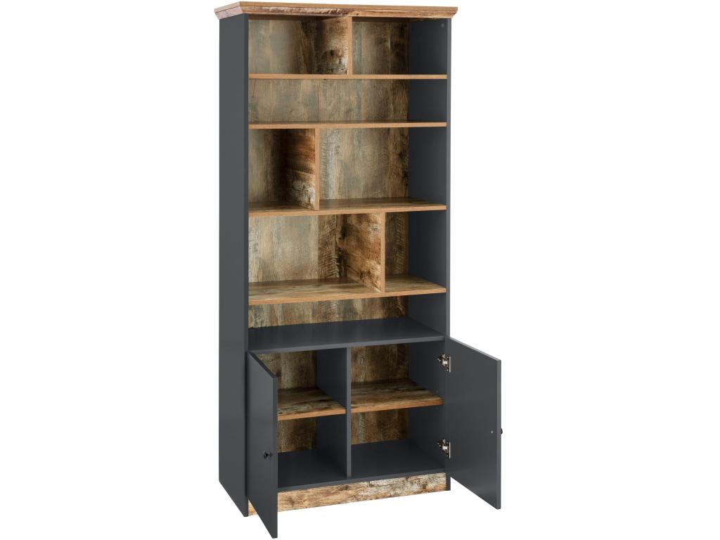 Lysvia 8 open bookcase Grey/oak HLQU86507