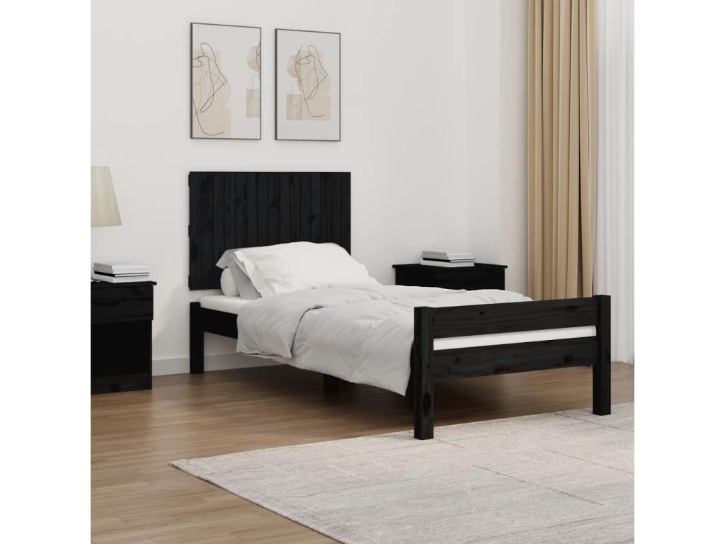 Wall-mounted headboard, black, 95.5x3x60 cm, solid pine wood, EKHZ83981