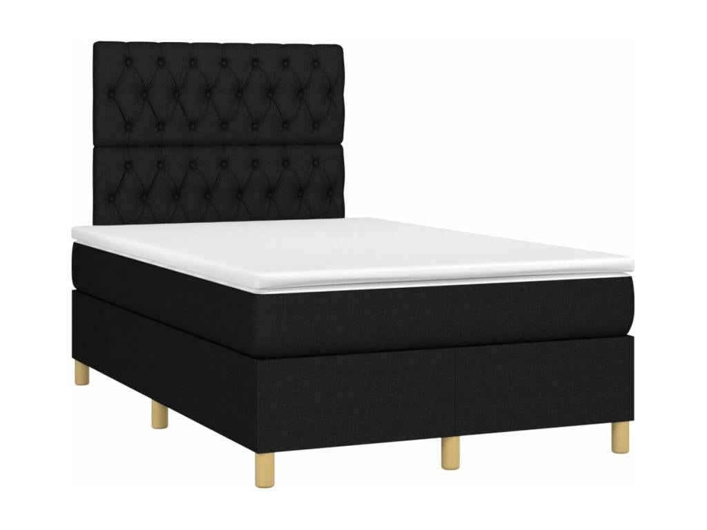 Upholstered bed base with mattress, black, 120x200 cm, fabric, KGVG67265